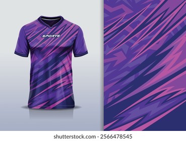 T-shirt mockup abstract texture grunge texture curve line sport jersey design for football, soccer, racing, esports, running, in blue purple color