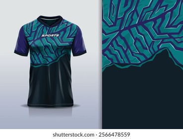 T-shirt mockup abstract texture grunge texture sport jersey design for football, soccer, racing, esports, running, in black green color