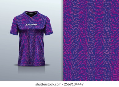 T-shirt mockup abstract texture grunge texture sport jersey design for football, soccer, racing, esports, running, in blue pink color