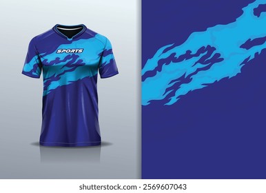 T-shirt mockup abstract texture grunge texture sport jersey design for football, soccer, racing, esports, running, in blue navy color