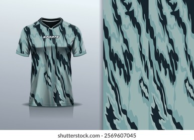 T-shirt mockup abstract texture grunge texture sport jersey design for football, soccer, racing, esports, running, in black gray color