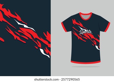 Tshirt mockup abstract texture grunge texture sport jersey design in red black color EPS.10