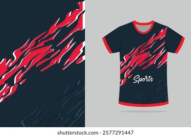 Tshirt mockup abstract texture grunge texture sport jersey design in red black color EPS.10