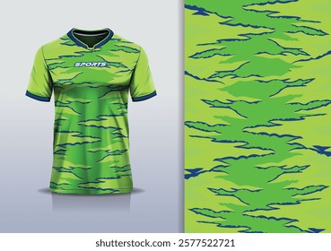 T-shirt mockup abstract texture grunge texture sport jersey design for football, soccer, racing, esports, running, in green color