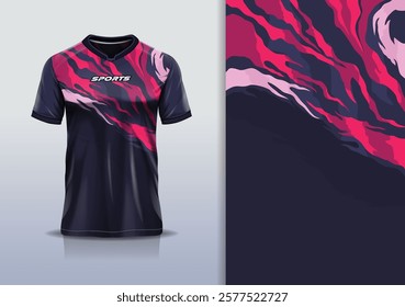 T-shirt mockup abstract texture grunge texture sport jersey design for football, soccer, racing, esports, running, in red black color