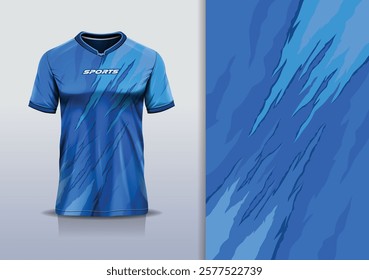 T-shirt mockup abstract texture grunge texture sport jersey design for football, soccer, racing, esports, running, in blue color