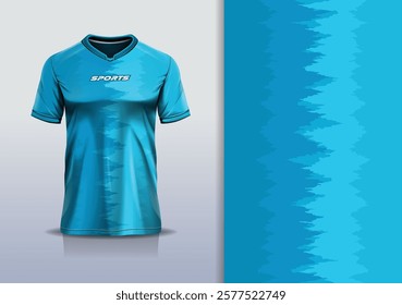 T-shirt mockup abstract texture grunge texture sport jersey design for football, soccer, racing, esports, running, in blue color