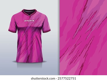 T-shirt mockup abstract texture grunge texture sport jersey design for football, soccer, racing, esports, running, in pink color