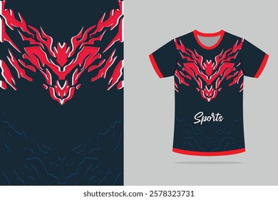 Tshirt mockup abstract texture grunge texture sport jersey design in red black color EPS.10