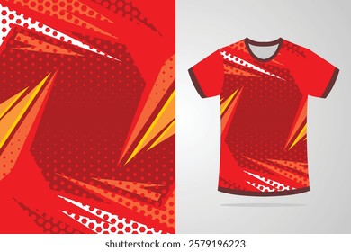 T-shirt mockup abstract texture grunge texture stripe line sport jersey design, in Red color EPS.10