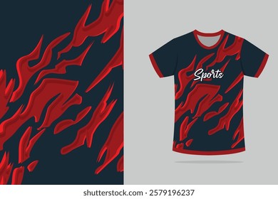 Tshirt mockup abstract texture grunge texture sport jersey design in red black color EPS.10