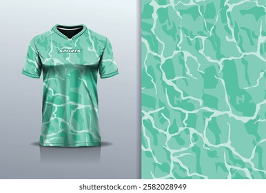 T-shirt mockup abstract texture grunge texture sport jersey design for football, soccer, racing, esports, running, in green color