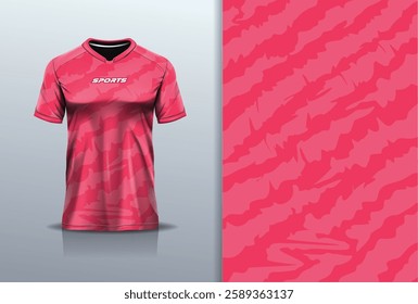 T-shirt mockup abstract texture grunge texture sport jersey design for football, soccer, racing, esports, running, in pink color