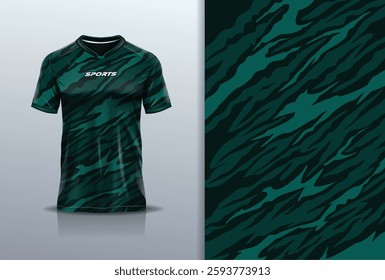 T-shirt mockup abstract texture grunge texture sport jersey design for football, soccer, racing, esports, running, in green color