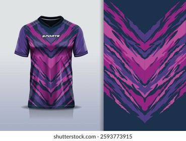 T-shirt mockup abstract texture grunge texture sport jersey design for football, soccer, racing, esports, running, in purple color