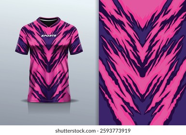 T-shirt mockup abstract texture grunge texture sport jersey design for football, soccer, racing, esports, running, in purple color