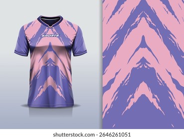 T-shirt mockup abstract texture grunge texture sport jersey design for football, soccer, racing, esports, running, purple pink color