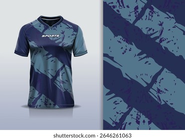 T-shirt mockup textura abstrata grunge textura esporte jersey design para futebol, futebol, corrida, esportes, corrida, azul marinho cinza cor	