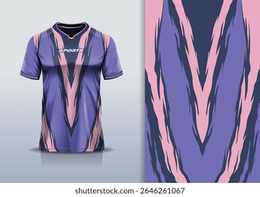 T-shirt mockup textura abstrata grunge textura esporte jersey design para futebol, futebol, corrida, esportes, corrida, cor rosa roxo