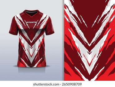 T-shirt mockup textura abstrata grunge textura esporte jersey design para futebol, futebol, corrida, esportes, corrida, vermelho cor branca