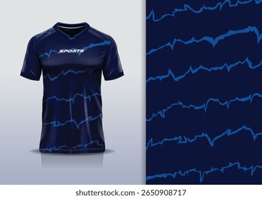 T-shirt mockup textura abstrata grunge textura esporte jersey design para futebol, futebol, corrida, esportes, corrida, cor azul