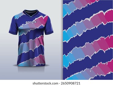 T-shirt mockup textura abstrata grunge textura esporte jersey design para futebol, futebol, corrida, esportes, corrida, cor rosa branco azul