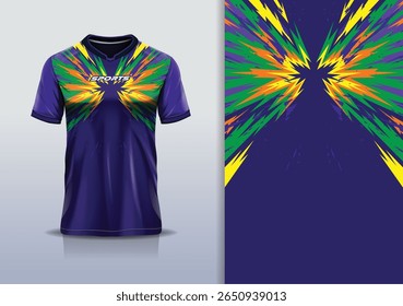 T-shirt mockup textura abstrata grunge textura esporte jersey design para futebol, futebol, corrida, esportes, corrida, azul verde cor amarela