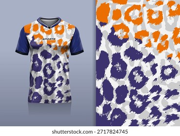 T-shirt mockup abstrata textura grunge esporte jersey design para futebol, futebol, corrida, esportes, corrida, cor laranja roxa