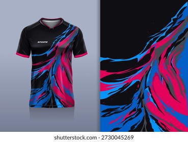 T-Shirt mockup abstrakte Textur Grunge Sport Trikot Design für Fußball, Fußball, Rennen, Sport, Laufen, rosa schwarz blau Farbe