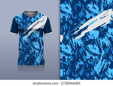 T-Shirt mockup abstrakte Textur Grunge Sport Trikot Design für Fußball, Fußball, Rennen, Sport, Laufen, blau schwarz Farbe