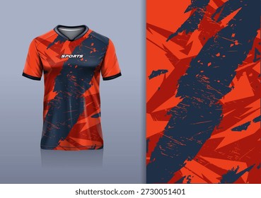 T-Shirt mockup abstrakte Textur Grunge Sport Trikot Design für Fußball, Fußball, Rennen, Sport, Laufen, rot schwarz Farbe
