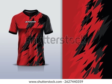 T-shirt mockup abstract texture grunge texture sport jersey design for football, soccer, racing, esports, running, red black color