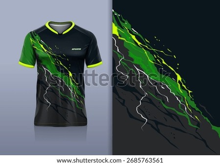 T-shirt mockup abstract texture grunge texture sport jersey design for football, soccer, racing, esports, running, sport, jersey, green black color