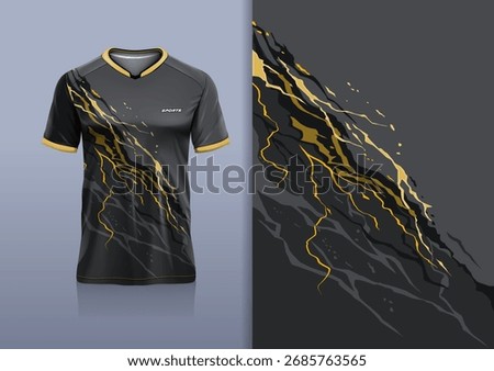 T-shirt mockup abstract texture grunge texture sport jersey design for football, soccer, racing, esports, running, sport, jersey, gold gray black color