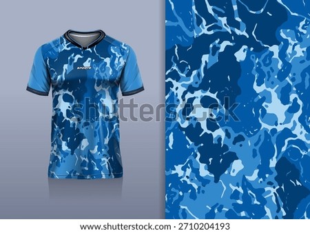 T-shirt mockup abstract texture grunge water sport jersey design for football, soccer, racing, esports, running, blue navy color