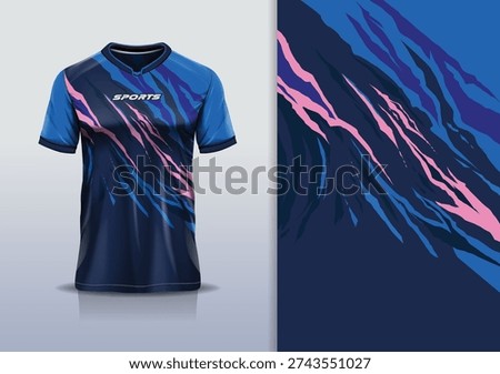 T-shirt mockup abstract texture grunge sport jersey design for football, soccer, racing, esports, running, pink blue navy color