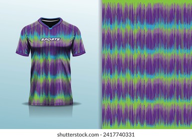 T-shirt mockup with abstract wave grunge sport jersey design for football, soccer, racing, esports, running, in full color