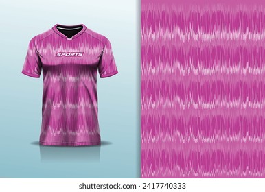 T-shirt mockup with abstract wave grunge sport jersey design for football, soccer, racing, esports, running, in pink color