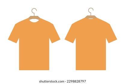 T-shirt mockup flat design front and back shape with empty space for text or image.