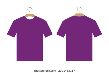T-shirt mockup flat design front and back shape with empty space for text or image.