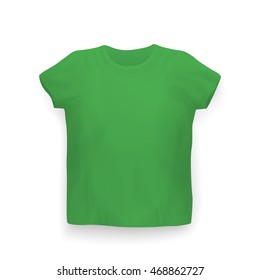 t-shirt mockup, green on white, vector illustration