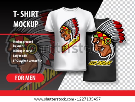 T-Shirt Mockup with Indian side Head, fully editable. EPS 10 Vector Illustration.