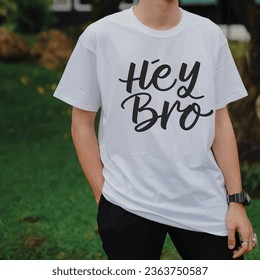 T-Shirt Mockup For Man Hey Bro Design