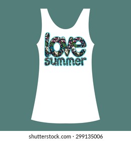 T-shirt mockup with ornament, print design presentation. Vector illustration.