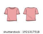 T-Shirt Mockup set. Pastel pink t-shirt mockup design, front and back view, perfect for women's fashion. Vector illustration.