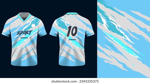 Tshirt mockup sport jersey template design for football soccer, racing, gaming, sports jersey abstract design blue color