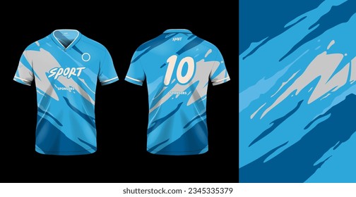 Tshirt mockup sport jersey template design for football soccer, racing, gaming, sports jersey abstract design blue color