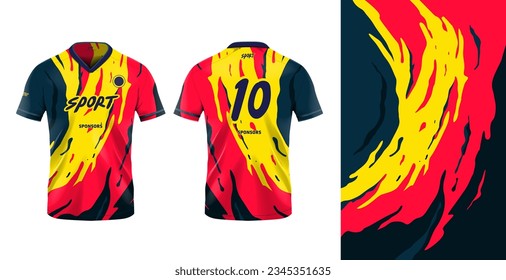 Tshirt mockup sport jersey template design for football soccer, racing, gaming, sports jersey abstract grunge design