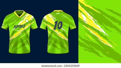 Tshirt mockup sport jersey template design for football soccer, racing, gaming, sports jersey abstract design green color
