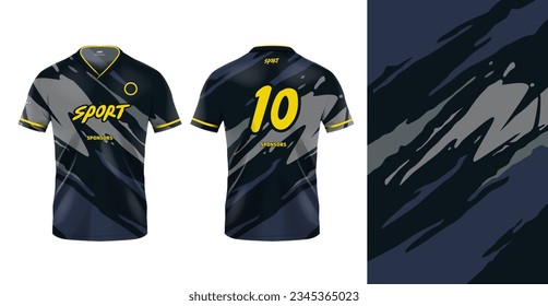 Tshirt mockup sport jersey template design for football soccer, racing, gaming, sports jersey abstract grunge design

